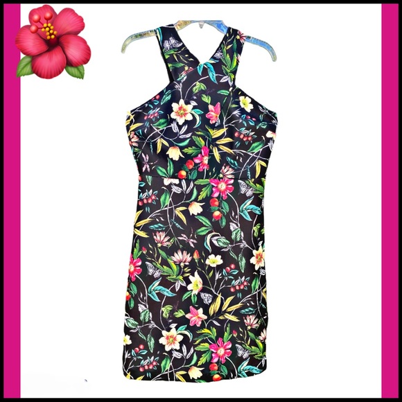 SAM EDELMAN BLACK TROPICAL PRINTED SHEATH DRESS - Picture 4 of 8